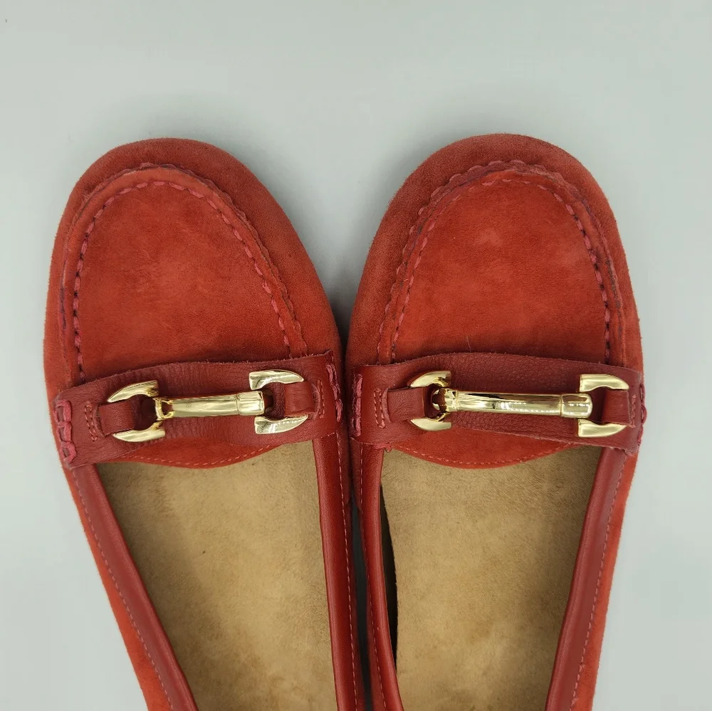 Vionic Kenya‎ Brick Red Suede Horsebit Leather Loafers Women's US 8W